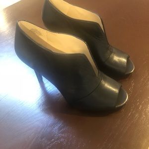 Peep toe black booties